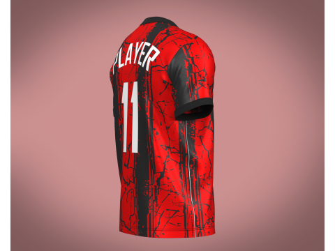 Soccer Football Fire Red color Jersey Player-11 Model 3D