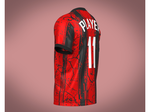 Soccer Football Fire Red color Jersey Player-11 Model 3D