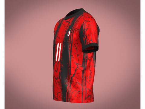 Soccer Football Fire Red color Jersey Player-11 Model 3D