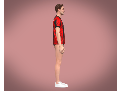 Soccer Football Fire Red color Jersey Player-11 Model 3D