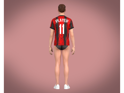 Soccer Football Fire Red color Jersey Player-11 Model 3D