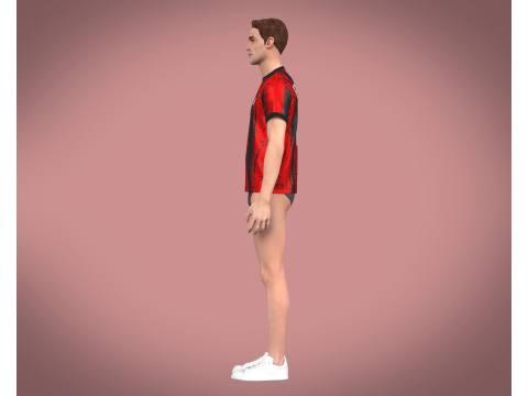 Soccer Football Fire Red color Jersey Player-11 Model 3D