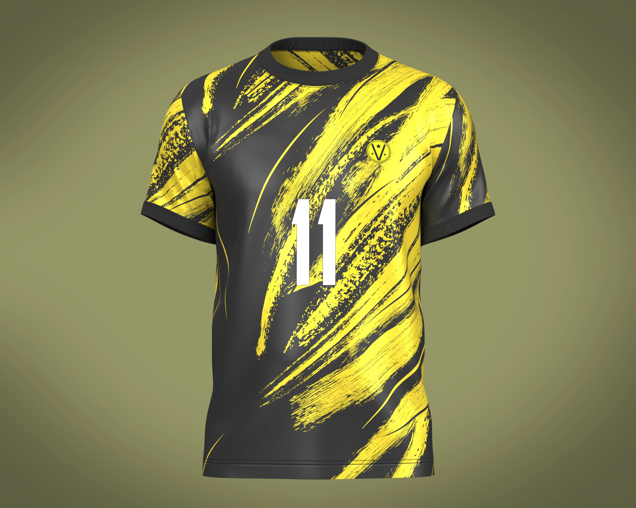 Soccer Football Golden yellow with black Jersey Player-11 3D Model .c4d .max .obj .3ds .fbx .stl .blend