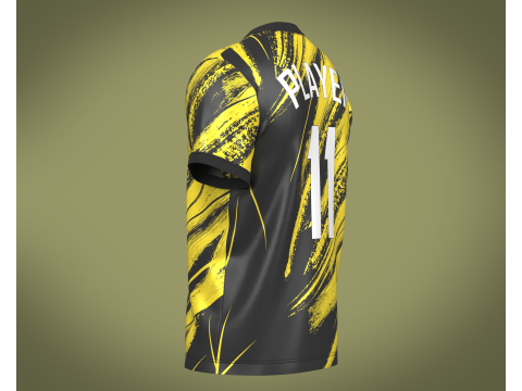 Soccer Football Golden yellow with black Jersey Player-11 3D Model