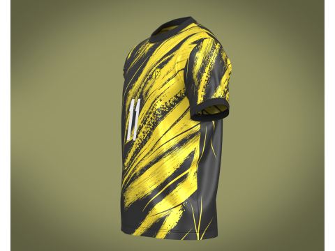Soccer Football Golden yellow with black Jersey Player-11 3D Model