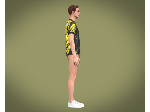Soccer Football Golden yellow with black Jersey Player-11 3D Model