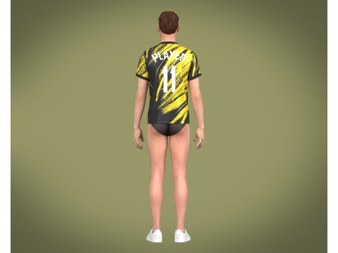Soccer Football Golden yellow with black Jersey Player-11 3D Model