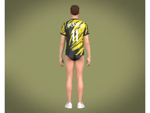 Soccer Football Golden yellow with black Jersey Player-11 3D Model