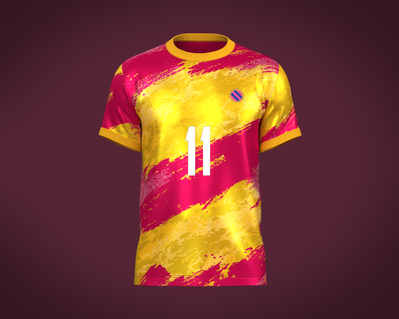 Soccer Football Magenta and Yellow Jersey Player-11 Modelo 3D .c4d .max .obj .3ds .fbx .stl .blend 