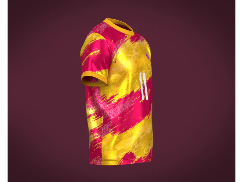 Soccer Football Magenta and Yellow Jersey Player-11 3D Model