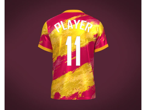 Soccer Football Magenta and Yellow Jersey Player-11 3D Model