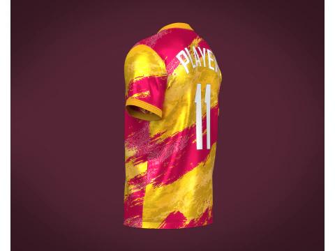 Soccer Football Magenta and Yellow Jersey Player-11 3D Model
