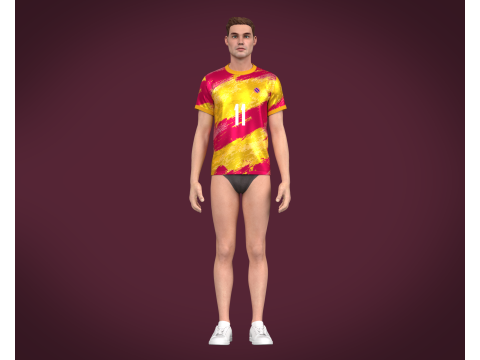 Soccer Football Magenta and Yellow Jersey Player-11 Modelo 3D