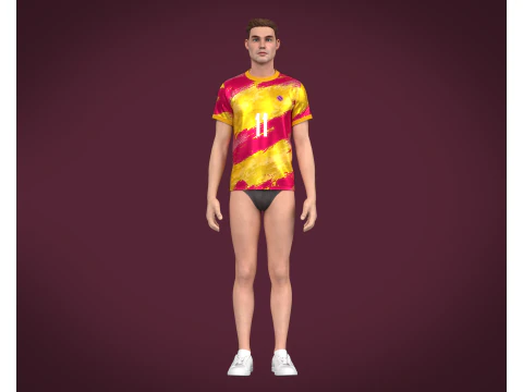 Soccer Football Magenta and Yellow Jersey Player-11 3D Model