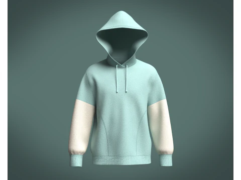 Zweifarbiger Kapuzenpullover f&uuml;r Herren 3D Modell