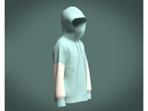 Men Two Color Hoodie Modelo 3D