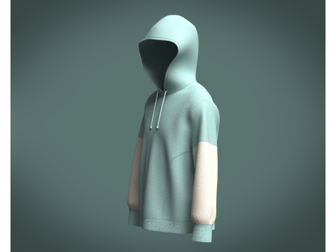 Men Two Color Hoodie Modelo 3D