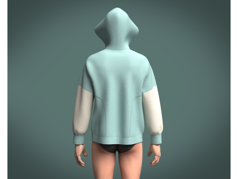 Men Two Color Hoodie Modelo 3D