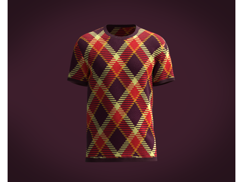 Mens Red Print T-Shirt Modello 3D
