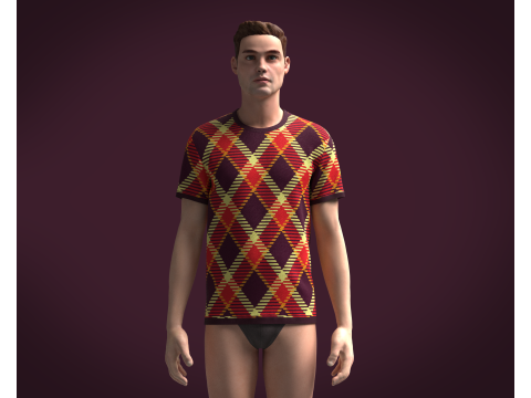 Mens Red Print T-Shirt Model 3D
