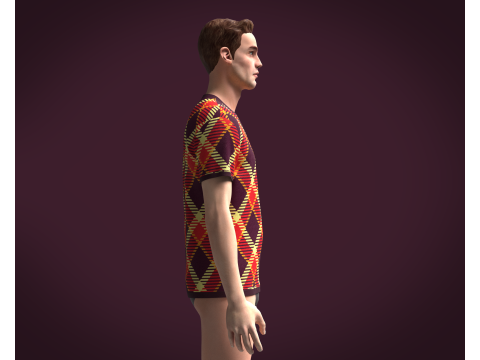 Mens Red Print T-Shirt Model 3D