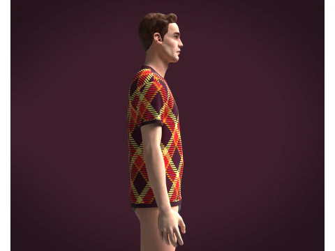 Mens Red Print T-Shirt 3D Model