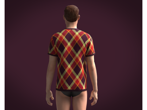 Mens Red Print T-Shirt Model 3D