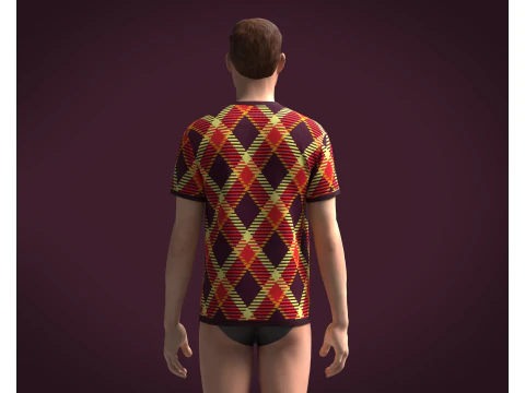 Mens Red Print T-Shirt 3D Model