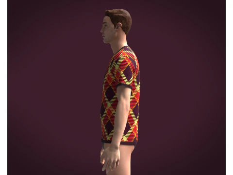 Mens Red Print T-Shirt 3D Model