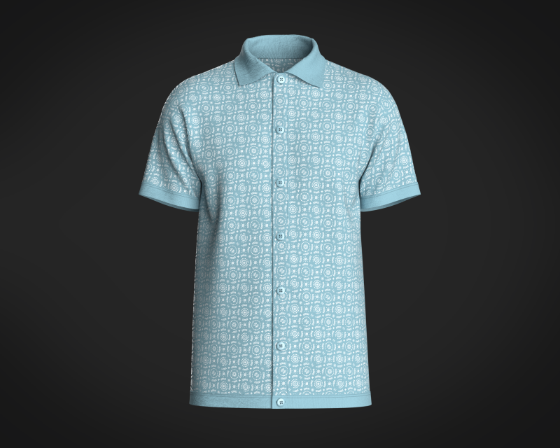 Mens Printed-7 Buttons Polo Shirt Model 3D .c4d .max .obj .3ds .fbx .stl .blend 
