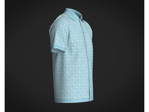 Mens Printed-7 Buttons Polo Shirt Model 3D