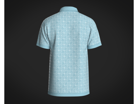 Mens Printed-7 Buttons Polo Shirt Model 3D
