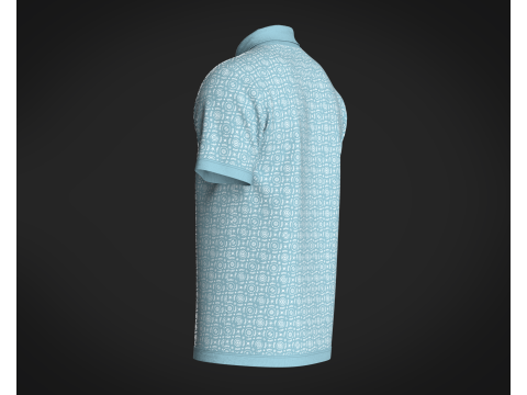 Mens Printed-7 Buttons Polo Shirt Model 3D