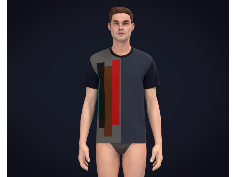 Men Printed T-shirt 3D 模型