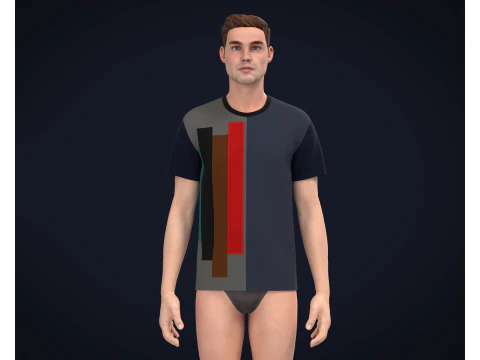 Men Printed T-shirt 3D Model