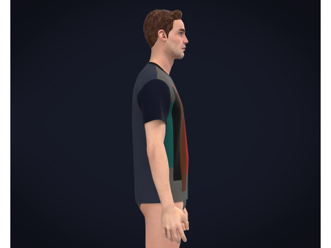 Men Printed T-shirt 3D 模型