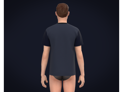 Men Printed T-shirt 3D 模型