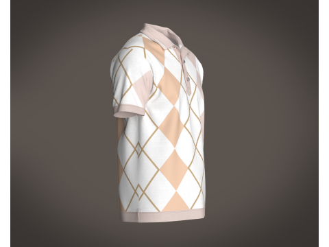 Men Printed Polo Tops 3D 模型