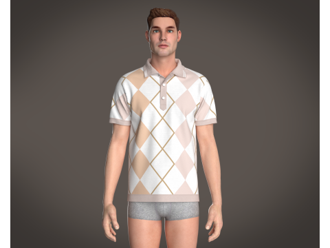 Men Printed Polo Tops 3D 模型