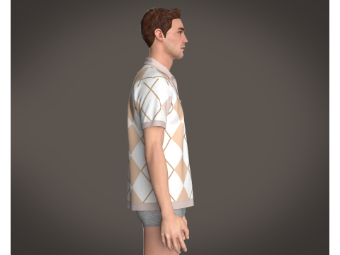 Men Printed Polo Tops 3D 模型