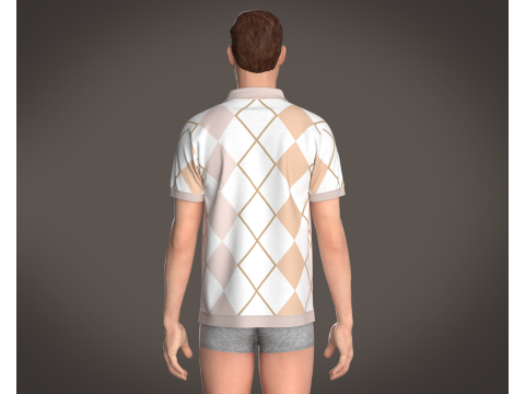 Men Printed Polo Tops 3D 模型