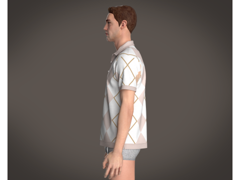 Men Printed Polo Tops 3D 模型