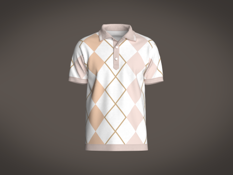 Men Printed Polo Tops 3D 模型