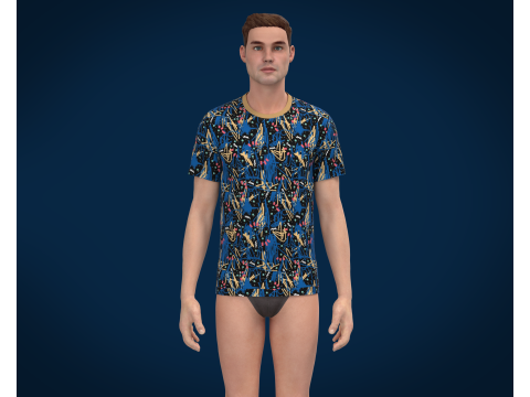 Men Print Tshirt V2 3D 모델