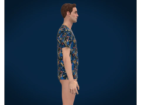Men Print Tshirt V2 3D Model