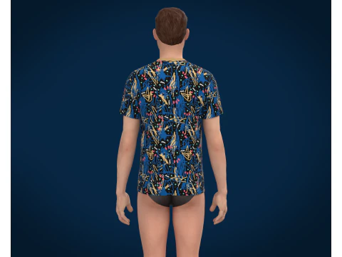 Men Print Tshirt V2 3D Model