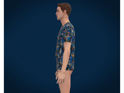 Men Print Tshirt V2 3D Model