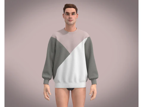 Men Pink Sweatshirt 3D Model