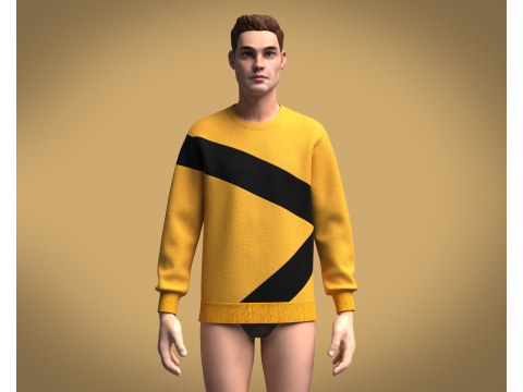 Men Orange Sweatshirt 3D Model