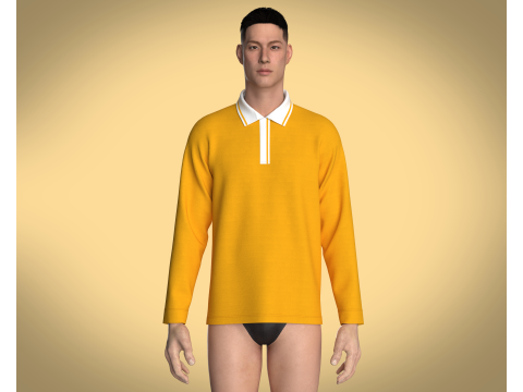 Men Orange Polo Modèle 3D